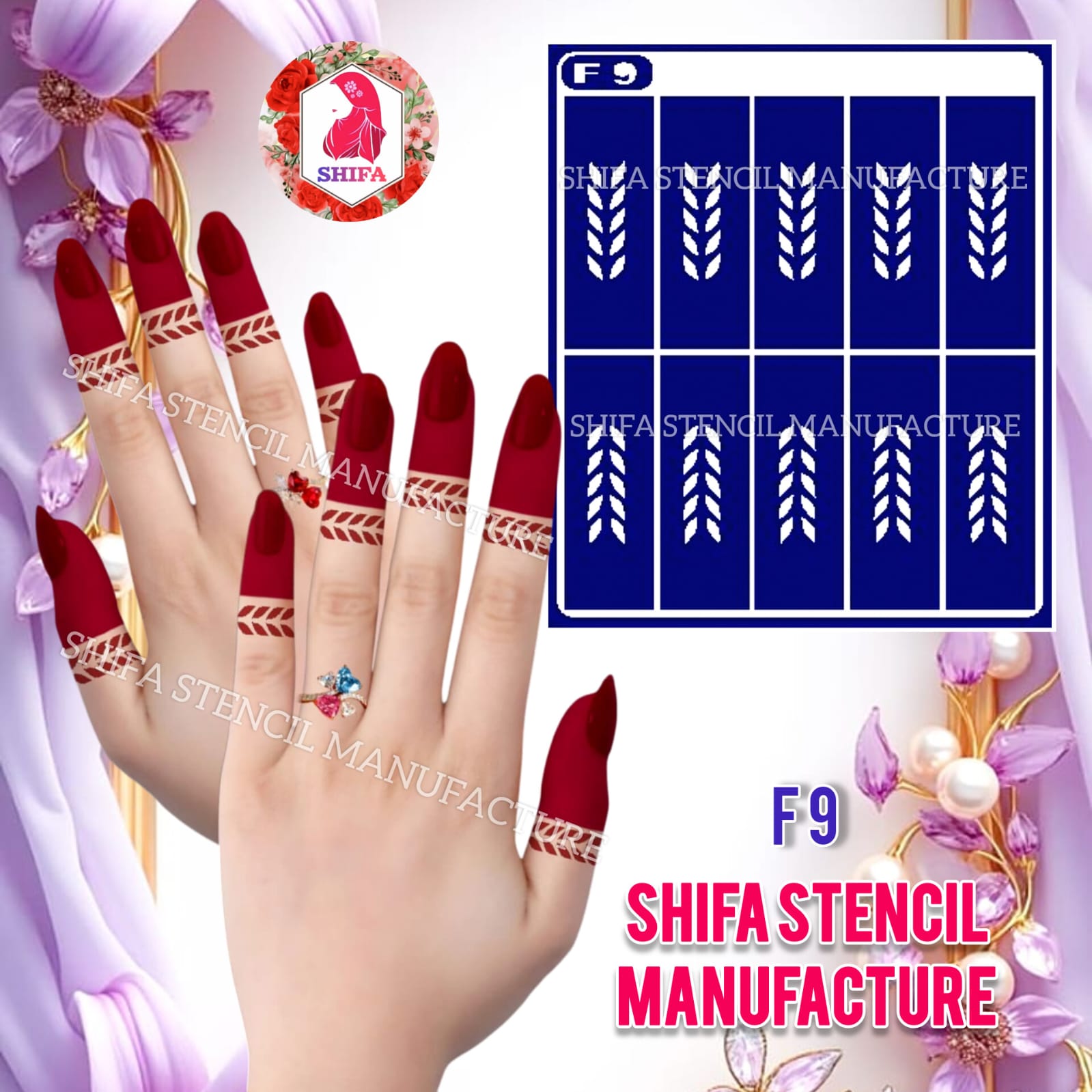 F 9 The Chevron Crown Sticker Overview Henna Stencil - Shifa Stencil